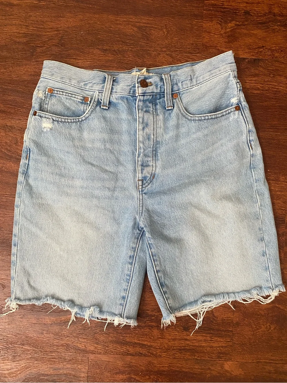 Madewell long baggy denim shorts!